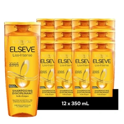 Image de [LOT DE 12] Shampooing disciplinant enrichi en Huile d&#039;Argan Elseve Liss Intense 350ml