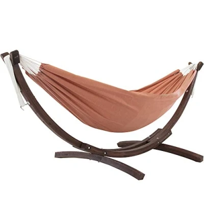 Image de Vivere Double Hamac Sunbrella avec Solide support en Pin Coral