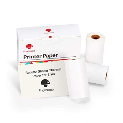 Image de Phomemo Papier D&#039;impression M02/M02pro/M02S/M03/M03AS/M04S/M04AS Mini Autocollant D&#039;impression, Blanc pour Autocollant, 3 Rouleaux