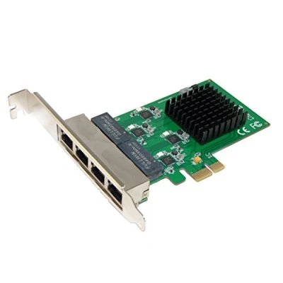 Image de Carte réseau Controleur PCI Express (PCIE PCIe) 4 Ports RJ45 Gigabit Ethernet 10/100/1000Mbps Quatre Chipset REALTEK RTL8111 Equerres Low et High Profile by Computer District