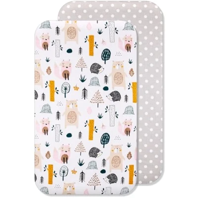 Image de Lovely Hippo Draps Housses Cododo Compatible Next2Me, 100% Coton (50 x 83 cm, Animaux Forêt)