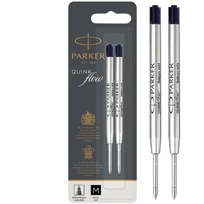 Image de Parker recharges pour stylo bille pointe moyenne encre noire QUINKflow lot de 2