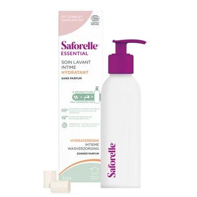 Image de Saforelle Soin Lavant Intime Essential Hydratant Starter Kit 2 Sticks + 1 Flavon Pompe