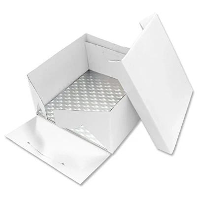 Image de PME BBS887 Support Carré et Boîte à Gâteau, Carton, Blanc, 23 x 15.2 cm