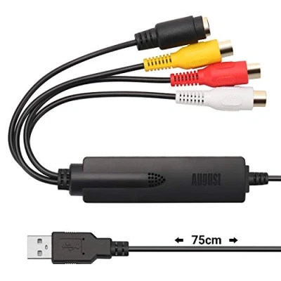 Image de Convertisseur Video Audio Analogique Numérique USB August VGB350 Transférer VHS mini DV Hi8 DVD K7 sur PC, SECAM / PAL, Logiciel inclus, convertir depuis magnétoscope &amp; caméscope