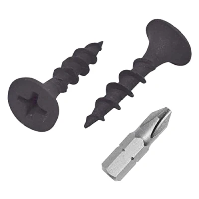 Image de (Lot de 100 vis) vis en acier au carbone phosphaté noir pour cloison sèche, à bois, tête bombée cruciforme, fixations panneaux d&#039;aggloméré (100, 3,5 x 19 mm)