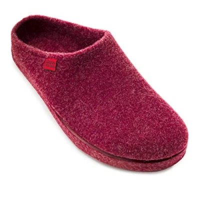Image de Andrés Machado Chaussons pour homme et femme l&#039;hiver Slippers AM001 Tissu doublure en feutre Semelle de marche caoutchouc Bordeaux, EU 40
