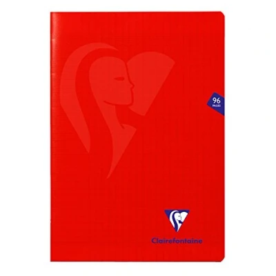 Image de Clairefontaine 333161C Un Cahier Agrafé Mimesys Rouge A4 21x29,7 cm 96 Pages Grands Carreaux Papier Blanc 90 g Couverture Polypro
