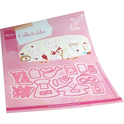 Image de Marianne Design Pochoirs de Coupe collectables, kit Docteur Marleen, pour Motifs complexes et détails en Relief sur Papier, Caoutchouc, Rosé, Taille unique