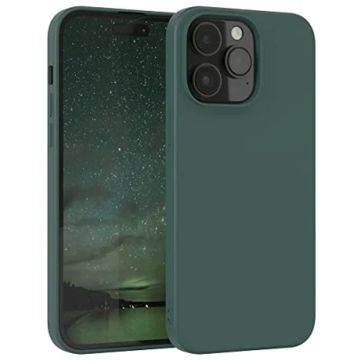 Image de EAZY CASE Coque de protection en silicone pour iPhone 14 Pro Max, vert, souple, résistante aux chocs, avec l&#039;appareil photo, fine, TPU, antichoc, vert pin