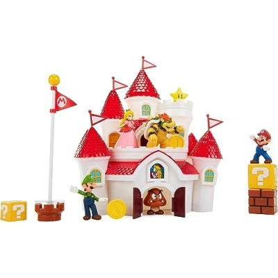 Image de Jakks Pacific Nintendo Super Mario Deluxe Mushroom Kingdom Castle Luigi Princesse Peach Bowser Ensemble de Jeu Jouet rôle limité