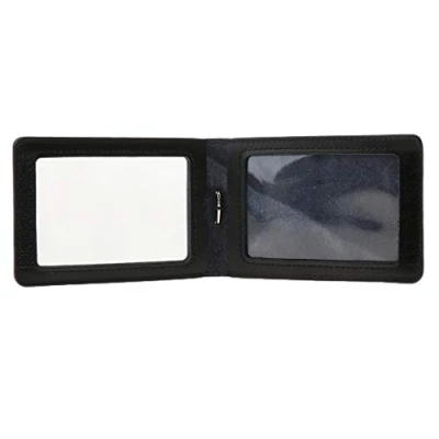Image de Porte badge double vertical en cuir synthétique Noir