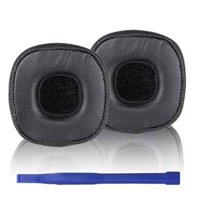 Image de Aiivioll Marshall Major III Coussinets d&#039;oreille en mousse à mémoire de forme cuir compatible avec les écouteurs Bluetooth filaire/sans fil (noir)