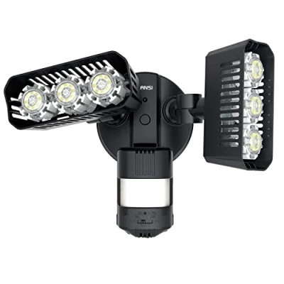 Image de SANSI Projecteur LED Extérieur 2700LM avec Détecteur de Mouvement, Spot 5000K 2 Têtes Réglables, Lumière Sécurité IP65 Imperméable pour Éclairage Garage Jardin Cour Noir