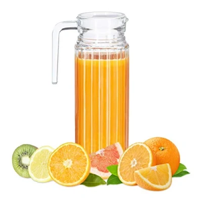 Image de Relaxdays 10023433 Carafe avec Couvercle, cruche 1 Litre, pichet en Verre, jus, thé glacé, Anse, Filtre, Transparent, élément