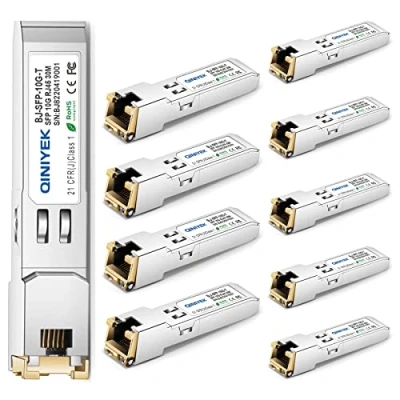 Image de [Lot de 10] 1,25/2,5/5/10G SFP+ to RJ45 émetteurs récepteurs, Module en cuivre, Cat 6a/7, jusqu&#039;à 30 m, pour Cisco SFP 10G T S, MikroTik S+RJ10, Ubiquiti, Netgear AXM765, TP Link, Fortinet