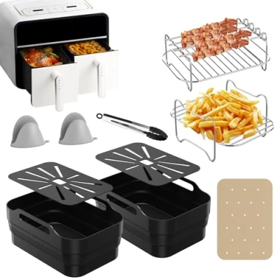 Image de Ankway Accessoires Pour Airfryer Ninja 10 PCS, AF500EU Foodi FlexDrawer 10,4L, Air Fryer Dual Friteuse