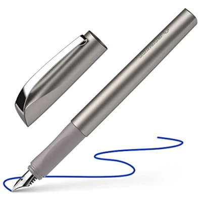 Image de Schneider Ceod Shiny Stylo à plume (pour droitiers et gauchers, M, cartouche d&#039;encre bleu royal incluse) graphite, Medium
