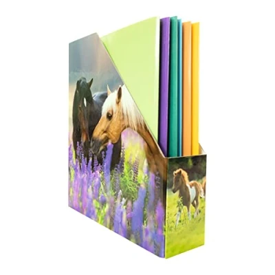 Image de HERMA 19718 Porte revues A4 avec motif chevaux, 7,5 cm de large, pliable, en carton robuste, fin pour filles et garçons, fichier debout ranger des documents, dossiers