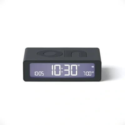 Image de Lexon Flip Mini réveil Matin de Voyage, Horloge numérique LED on/Off à luminosité réglable, Rechargeable et Tactile, idéal comme Chevet Gris foncé