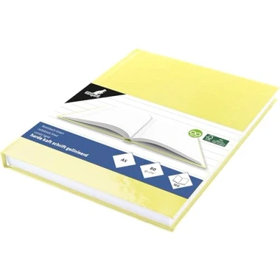 Image de Kangaro Cahier d&#039;école A5 à couverture rigide jaune pastel, 80 feuilles, g