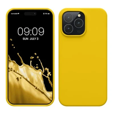 Image de kwmobile Housse Compatible avec Apple iPhone 14 Pro Max Coque de téléphone Fine Finition Douce Jaune radieux