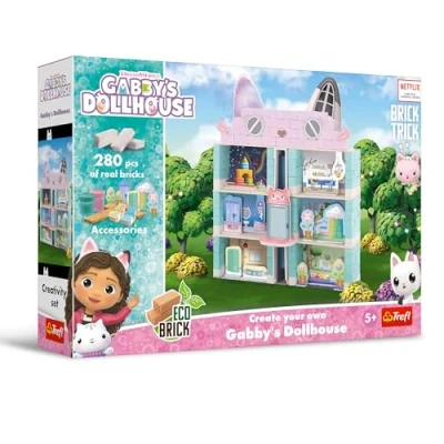 Image de Trefl Brick Trick Gabby&#039;s Dollhouse : Construisez en Brique, ÉCO Blocs 280 Briques, Réutilisables, Kit Créatif pour Enfants à partir de 5 Ans