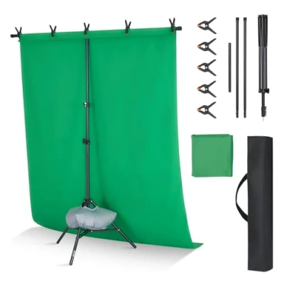 Image de VEVOR Support Toile de Fond 154 x 198 cm, Kit Photo Réglable, en Acier au Carbone, Portable, avec 3 Barres Transversales, pour Écran Projection Mariage Studio Photographie Exposition