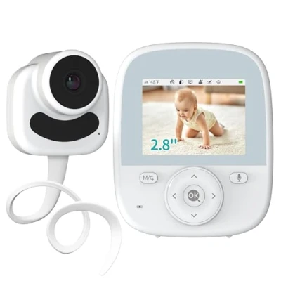 Image de VIZOLINK Babyphone Camera, 2,8 Pouces Bébé Moniteur avec 4000mA Batterie, Vision Nocturne, VOX, 3X Zoom, Communication Bidirectionnelle, Capteur de Température, Berceuses, Portée 300M, Pas WiFi