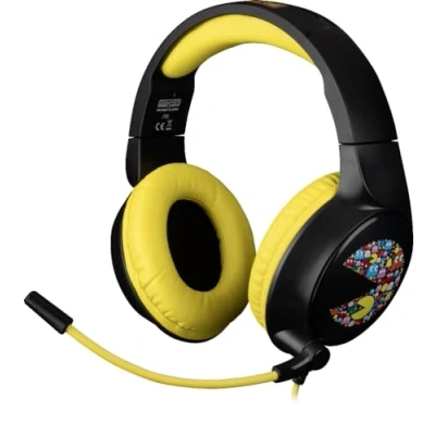 Image de Konix Pac Man Casque gaming filaire PC, PS4, PS5, Switch, Xbox One et Series XS Microphone 45 Câble 1,5 m Prise Jack 3,5 mm Noir jaune