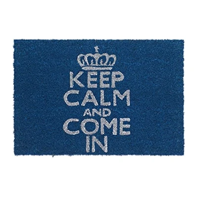 Image de Relaxdays Paillasson en fibres de coco et caoutchouc, antidérapant, 40 x 60 cm, intérieur/extérieur, bleu