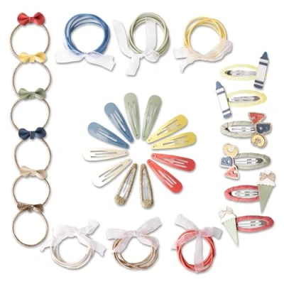 Image de Papierdrachen Lot de 48 barrettes à cheveux et élastiques spéciaux dans nombreuses couleurs Durable robuste pour enfants avec paillettes housse en tissu Accessoires