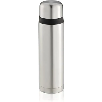 Image de Leifheit Bouteille isotherme Coco 1L, Thermos café et thé à double paroi en acier inoxydable, Gourde résistante aux chocs fermeture vis antifuite, 100 % étanche
