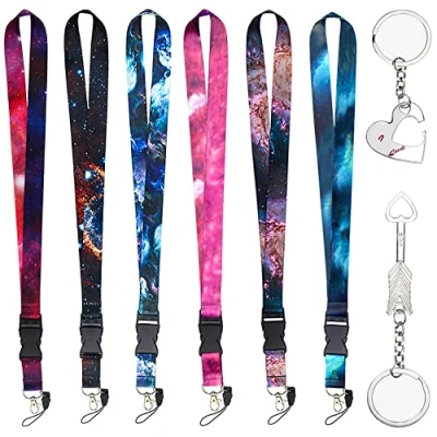 Image de Cordon Tour de Cou Strap Lanière 6 PCS Laniere avec Détachable Porte clés, Badge, Telephone Portable, pour USB Flash Drives
