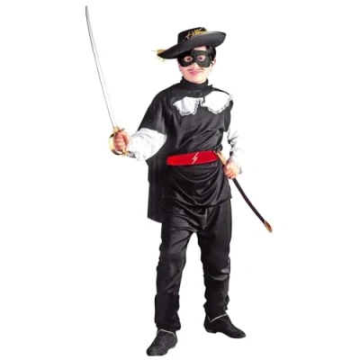 Image de WIDMANN &quot;MASKED BANDIT HERO&quot; (coat, pants, belt, cape, eyemask) (140 cm / 8 10 Years)