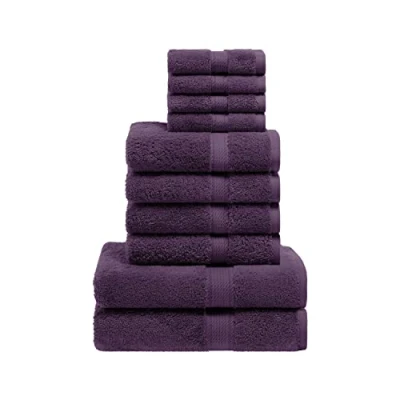 Image de Superior Lot de 10 Serviettes Toilette Unies en Coton égyptien 33 x cm, essuie Mains 50,8 76,2 Bain 139,7 800 g/m², Prune
