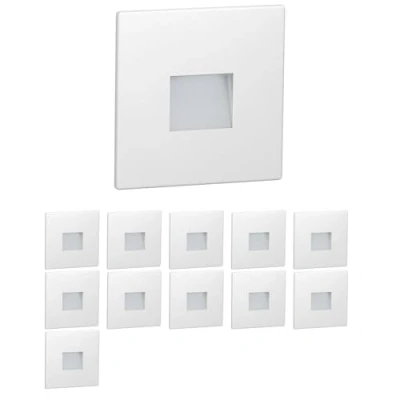 Image de ledscom.de 12 pièces LED lumière d&#039;escalier/lampe murale encastrée FOW pour l&#039;intérieur et l&#039;extérieur, downlight, carré, 85 x 85mm, blanc chaud