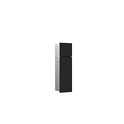 Image de Emco Asis Pure Module encastré, Salle de Bain, Papier Toilette et Porte Brosse WC, Armoire Haute avec Fonction « Push to Open », Noir Mat, butée à Gauche, Bois, 17 cm x 60 14,9