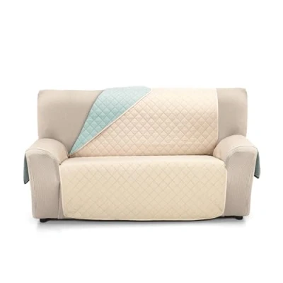 Image de Martina Home Housse de canapé rembourrée réversible Ambre 3 Places Beige/Aigue Marine