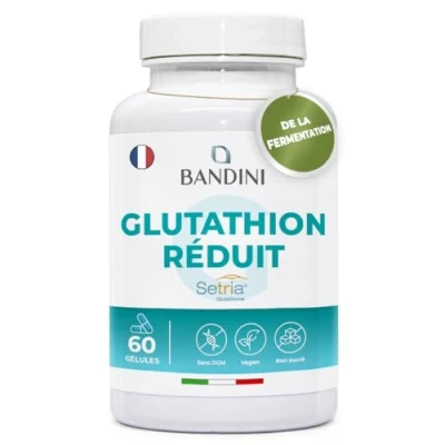 Image de Bandini® Glutathion 250 mg par Gélule L Setria Bioactif Réduit 60 Gélules Complément à Haut Dosage et Absorption Puissant Antioxydant Naturel Foie Capsules végétaliennes, Kosher