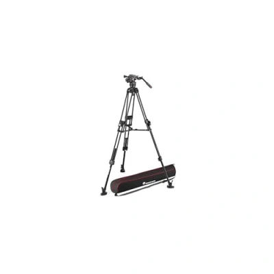 Image de Manfrotto Rotule Vidéo Fluide 608 c Trépied Ultraléger Rapide Flexible 645 Double Tube Alu Kit Professionnel Appareil Photo Reflex, Numérique, Vlogging Charge ADM.14kg