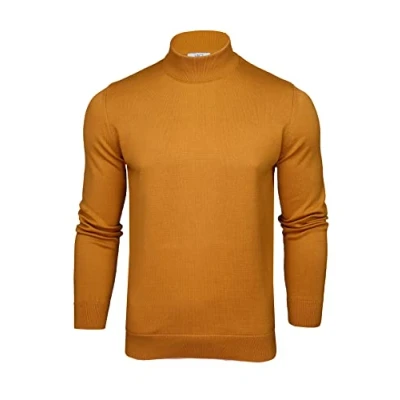 Image de Xact Pull en Coton à Turtleneck Col Roulé pour Homme (Mustard) XL