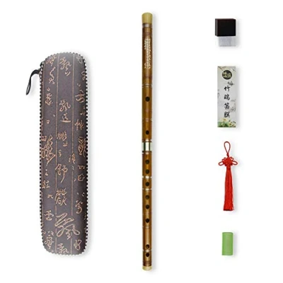 Image de C key Dizi Flûte en bambou amère pour débutants, avec membrane libre, colle et kit de protection, instrument chinois traditionnel (clé C/bambou amer)