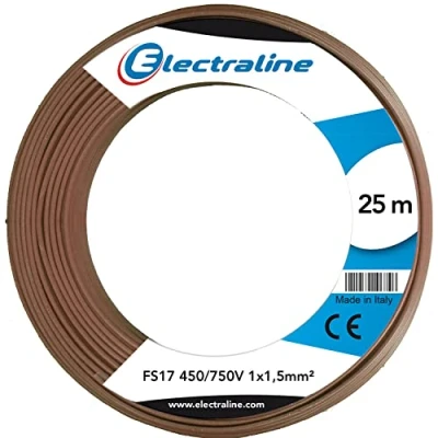 Image de Electraline 13082 Câble unipolaire FS17, Section 1 x 1.5 mm², Marron, 25 m