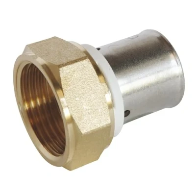 Image de SOMATHERM FOR YOU, Raccord à sertir écrou tournant 20/27 pour tube PER Ø20 Installation rapide et fiable, acier inoxydable, compatible avec profils H, U, RF, pression max 10 bars