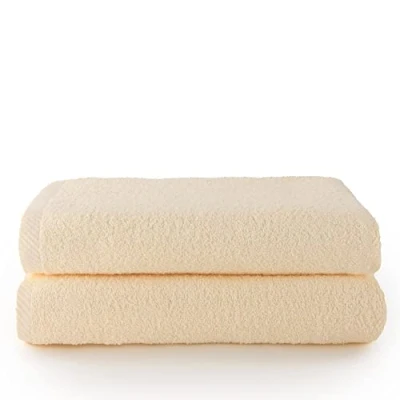 Image de Top Towel Plus Lot de 2 Serviettes Bain ou Douche 100% Coton 500 g/m2 Dimensions 70x140 cm Citron