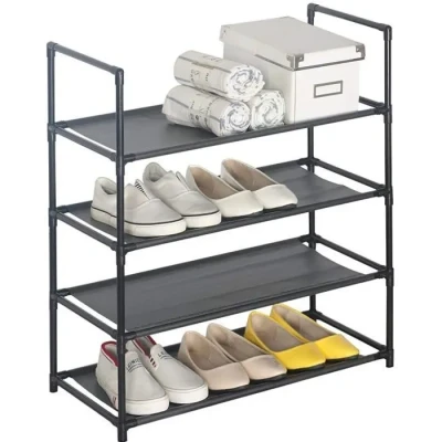 Image de WOLTU Etagères à Chaussures, Range Chaussures pour 12 Paires de 60x28x71cm, Noir SR0007