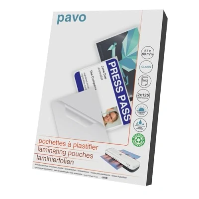 Image de Pavo pochettes de plastification taille : 67 x 99 mm 2 125 microns pack 100, brillant