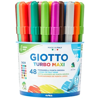 Image de GIOTTO Turbo Maxi Pot de 48 feutres à pointe large 5 mm super lavables