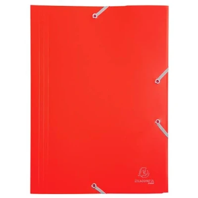Image de Exacompta Réf. 55905E Carton de 30 chemises à élastiques économiques pochettes 3 rabats en polypropylène opaque dimensions 24 x 32 cm pour documents au format A4 couleur rouge
